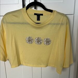 Sequin Yellow Floral Crop Top